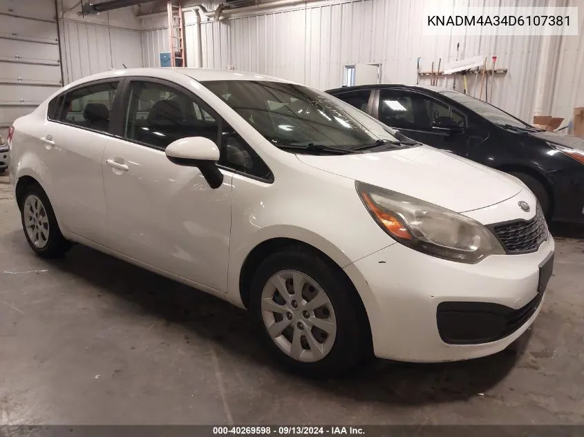 2013 Kia Rio Lx VIN: KNADM4A34D6107381 Lot: 40269598