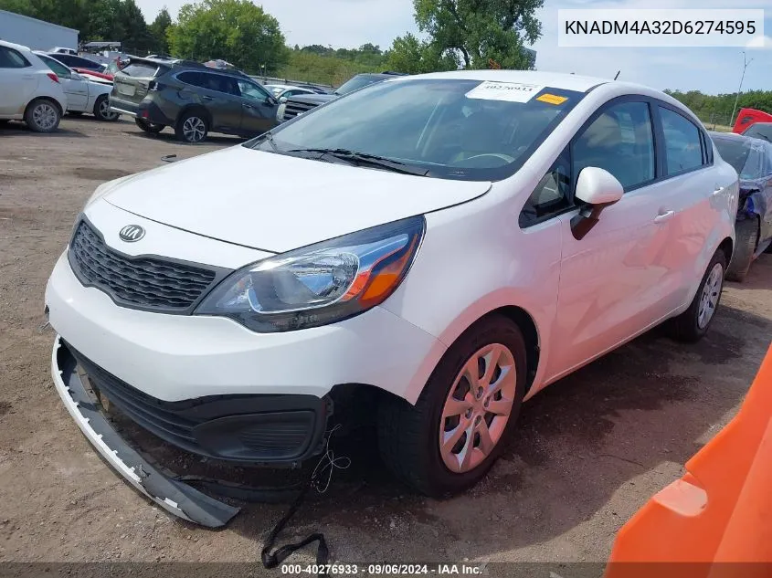 2013 Kia Rio Lx VIN: KNADM4A32D6274595 Lot: 40276933