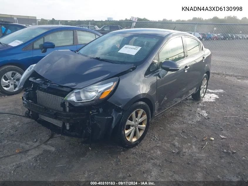 2013 Kia Rio Ex VIN: KNADN4A3XD6130998 Lot: 40310183