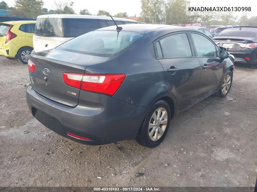 KNADN4A3XD6130998 2013 Kia Rio Ex