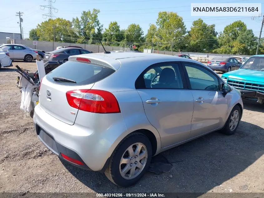 2013 Kia Rio VIN: KNADM5A83D6211684 Lot: 40316256