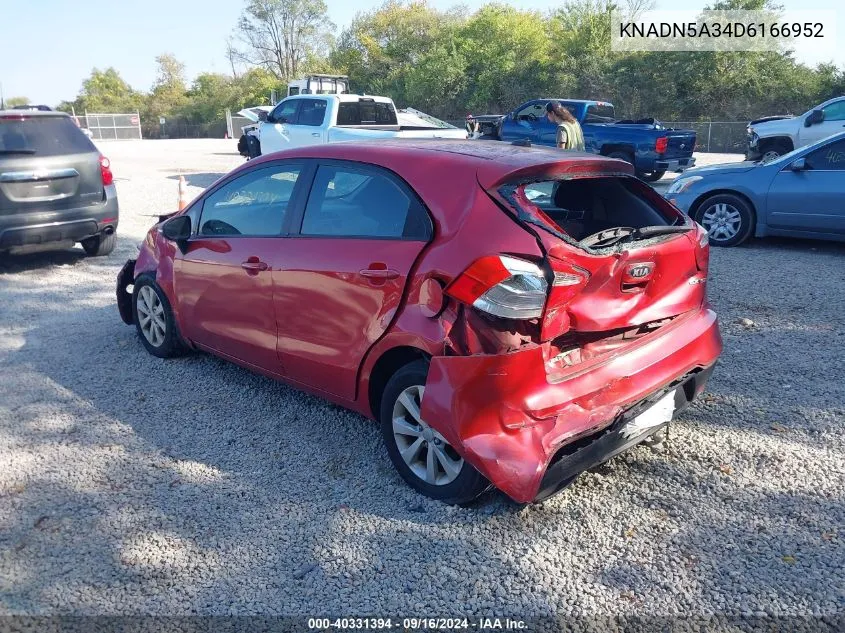 2013 Kia Rio Ex VIN: KNADN5A34D6166952 Lot: 40331394