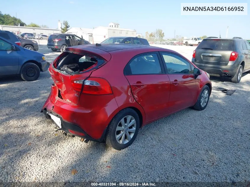 2013 Kia Rio Ex VIN: KNADN5A34D6166952 Lot: 40331394