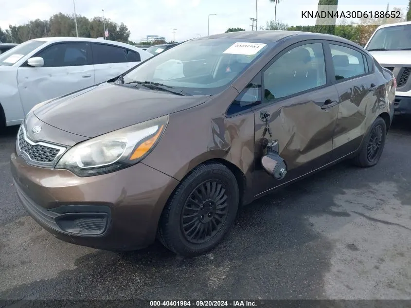 2013 Kia Rio Ex VIN: KNADN4A30D6188652 Lot: 40401984