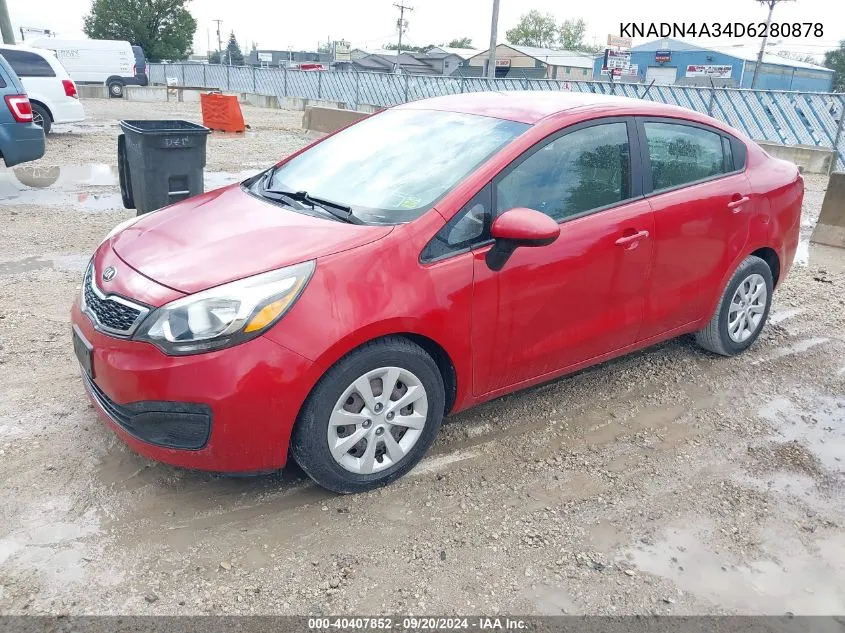 2013 Kia Rio Ex VIN: KNADN4A34D6280878 Lot: 40407852