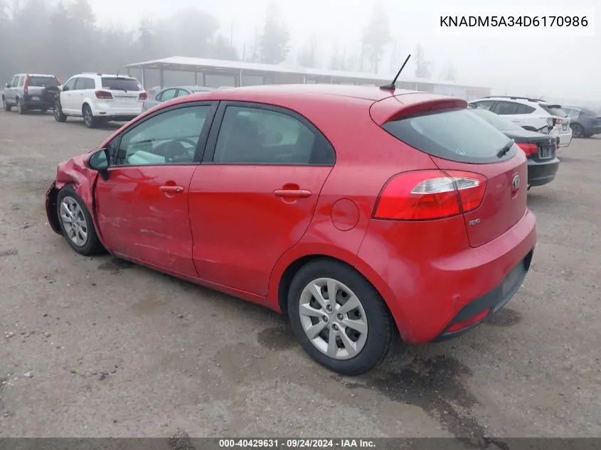 KNADM5A34D6170986 2013 Kia Rio Lx