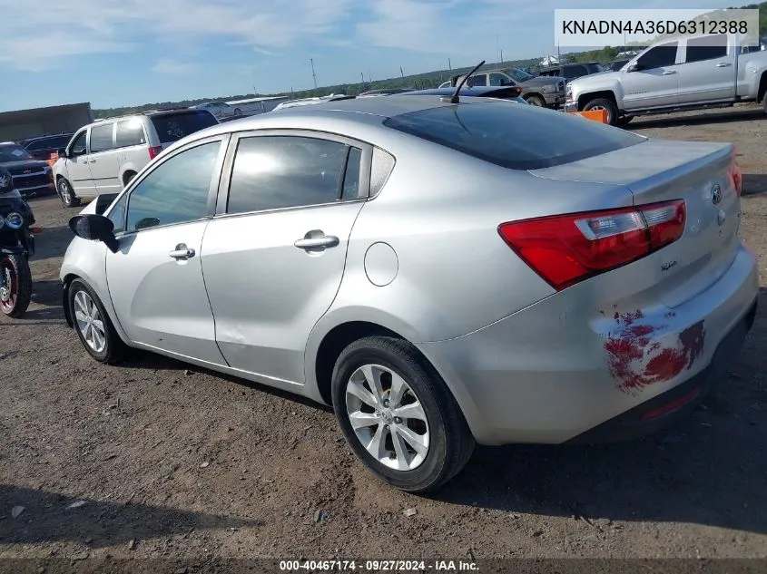 2013 Kia Rio Ex VIN: KNADN4A36D6312388 Lot: 40467174