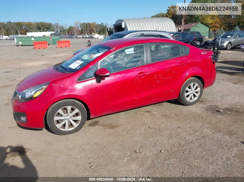 2013 Kia Rio Ex/Sx VIN: KNADN4A38D6224958 Lot: 40534049