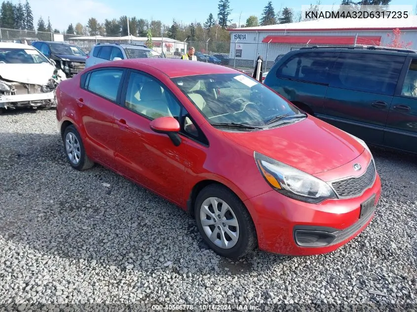 2013 Kia Rio Lx VIN: KNADM4A32D6317235 Lot: 40566778