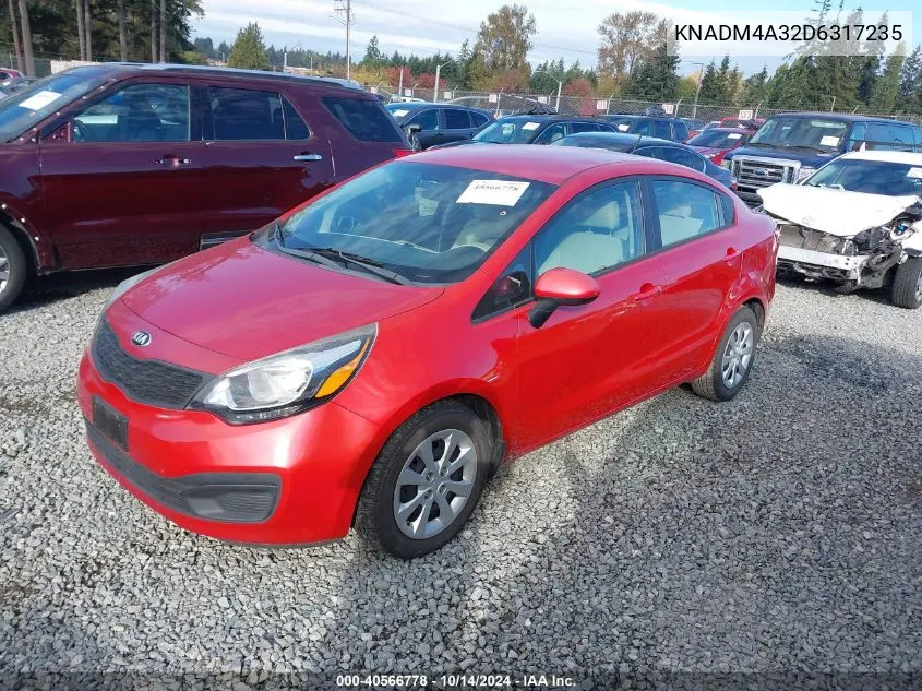 2013 Kia Rio Lx VIN: KNADM4A32D6317235 Lot: 40566778