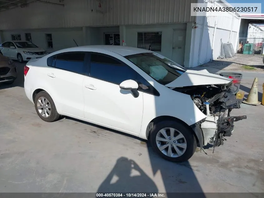 2013 Kia Rio Ex VIN: KNADN4A38D6230517 Lot: 40570384