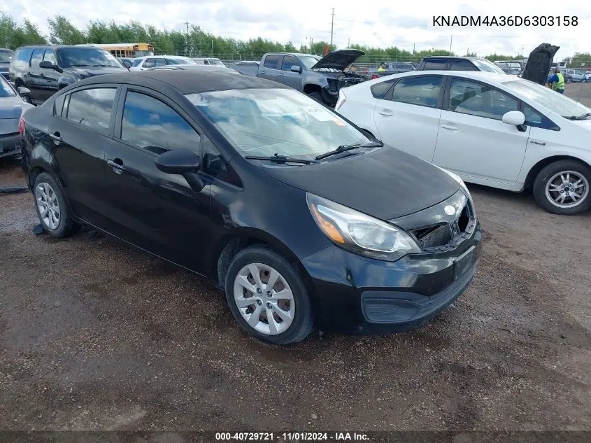 2013 Kia Rio Lx VIN: KNADM4A36D6303158 Lot: 40729721