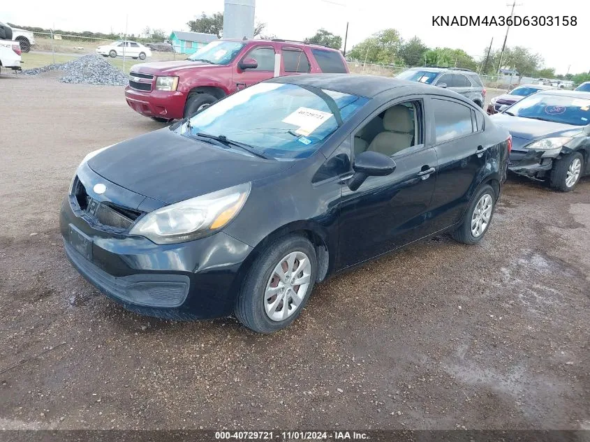 2013 Kia Rio Lx VIN: KNADM4A36D6303158 Lot: 40729721