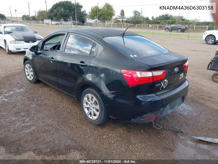 2013 Kia Rio Lx VIN: KNADM4A36D6303158 Lot: 40729721