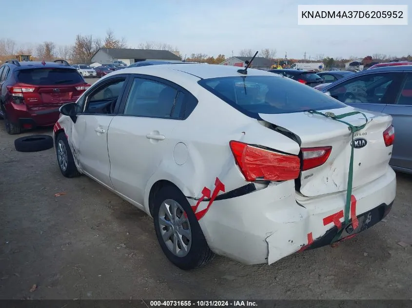 2013 Kia Rio Lx VIN: KNADM4A37D6205952 Lot: 40731655