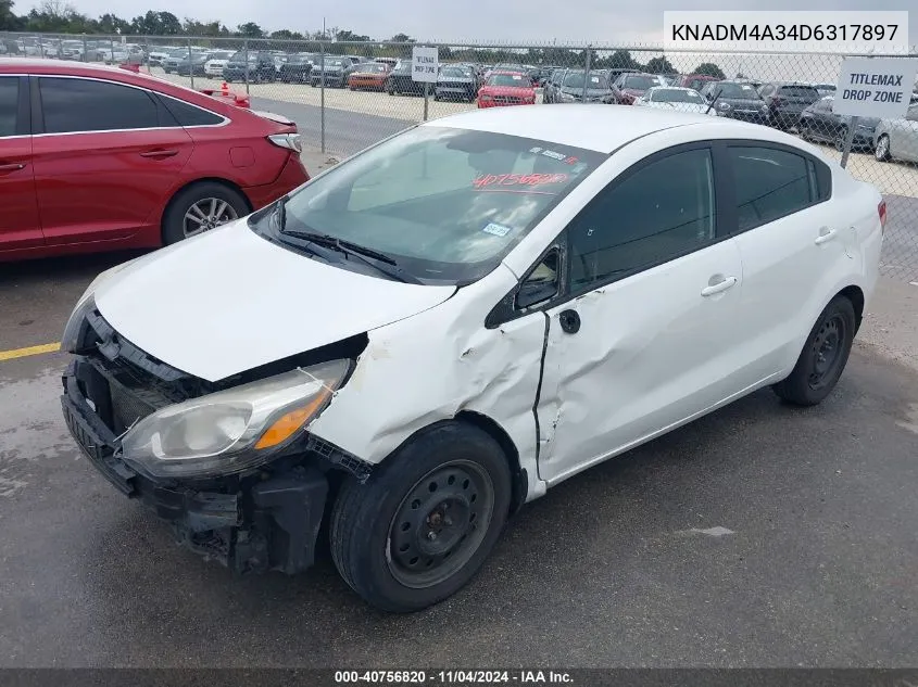 2013 Kia Rio Lx VIN: KNADM4A34D6317897 Lot: 40756820