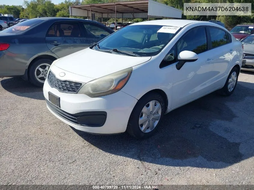 2013 Kia Rio Lx VIN: KNADM4A37D6204638 Lot: 40799720