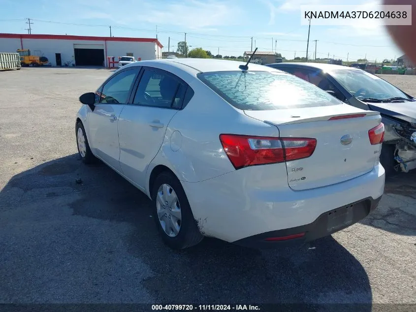 2013 Kia Rio Lx VIN: KNADM4A37D6204638 Lot: 40799720