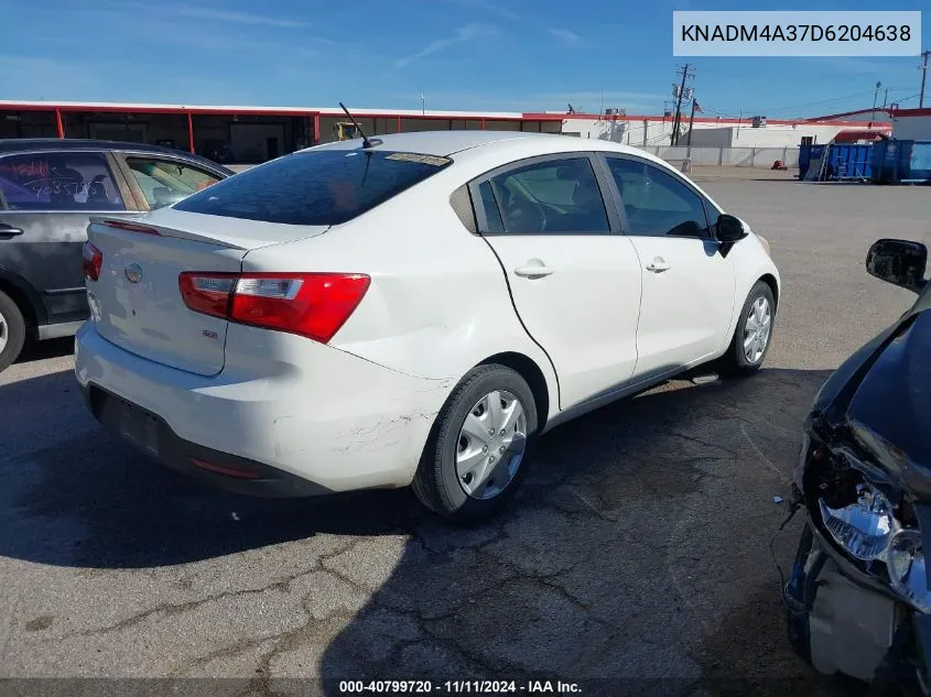 2013 Kia Rio Lx VIN: KNADM4A37D6204638 Lot: 40799720