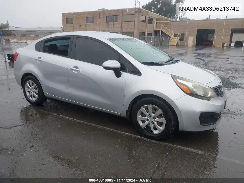 2013 Kia Rio Lx VIN: KNADM4A33D6213742 Lot: 40810085