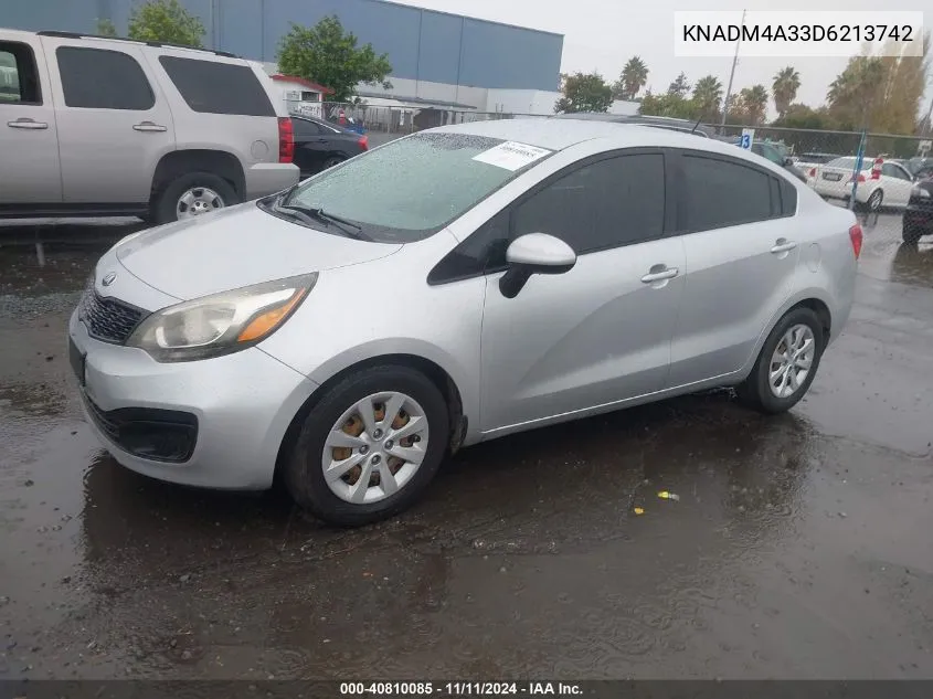 2013 Kia Rio Lx VIN: KNADM4A33D6213742 Lot: 40810085