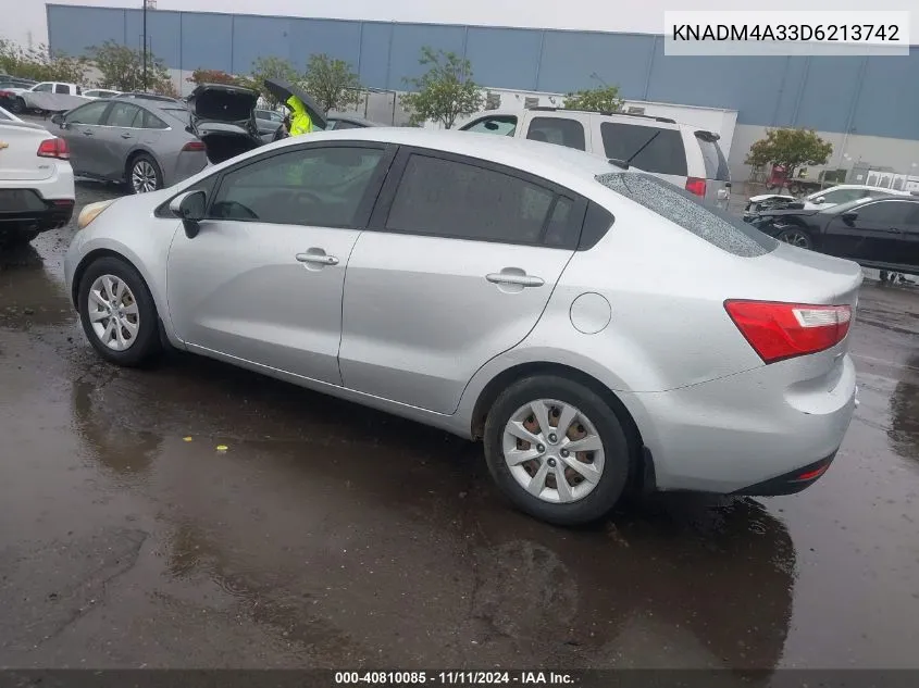 2013 Kia Rio Lx VIN: KNADM4A33D6213742 Lot: 40810085