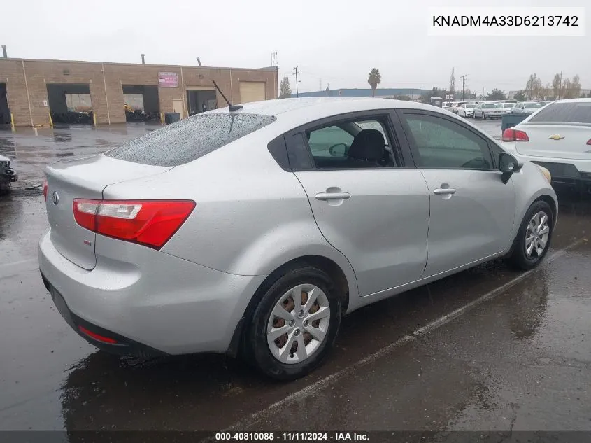 2013 Kia Rio Lx VIN: KNADM4A33D6213742 Lot: 40810085