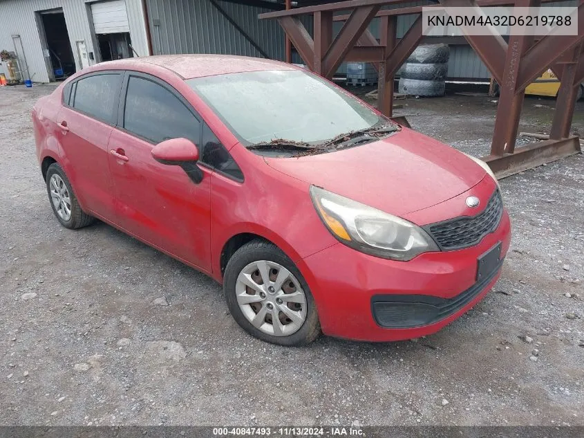 2013 Kia Rio Lx VIN: KNADM4A32D6219788 Lot: 40847493