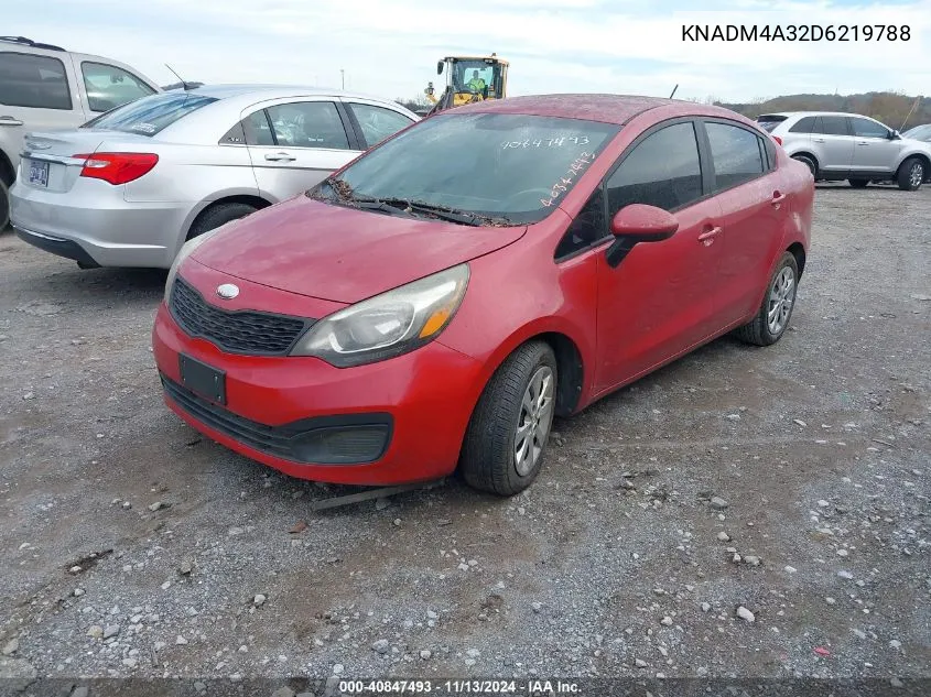 2013 Kia Rio Lx VIN: KNADM4A32D6219788 Lot: 40847493