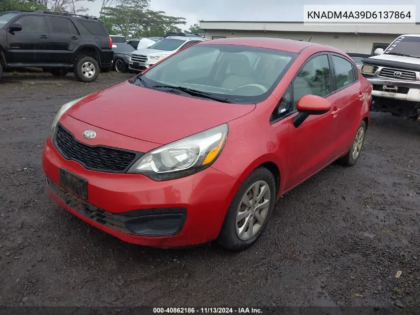 2013 Kia Rio Lx VIN: KNADM4A39D6137864 Lot: 40862186