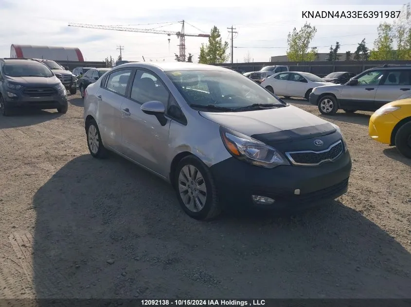 2014 Kia Rio VIN: KNADN4A33E6391987 Lot: 12092138