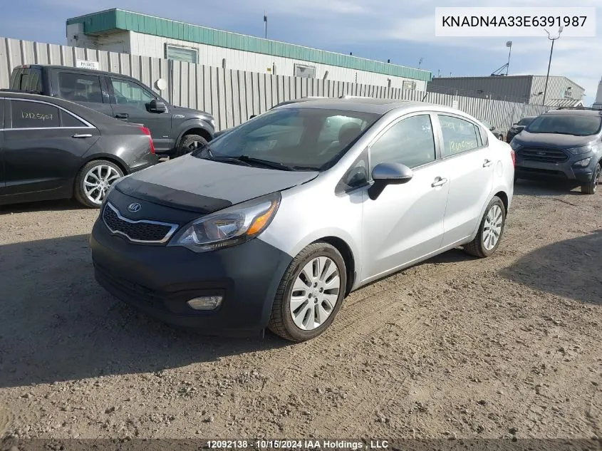 2014 Kia Rio VIN: KNADN4A33E6391987 Lot: 12092138