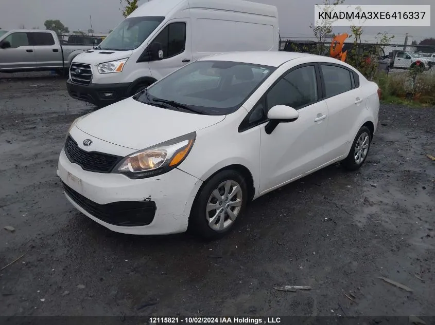 2014 Kia Rio VIN: KNADM4A3XE6416337 Lot: 12115821