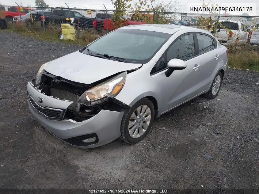 2014 Kia Rio VIN: KNADN4A39E6346178 Lot: 12121692