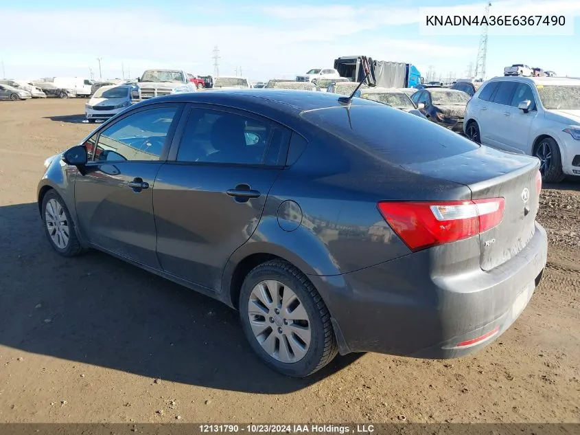 2014 Kia Rio VIN: KNADN4A36E6367490 Lot: 12131790