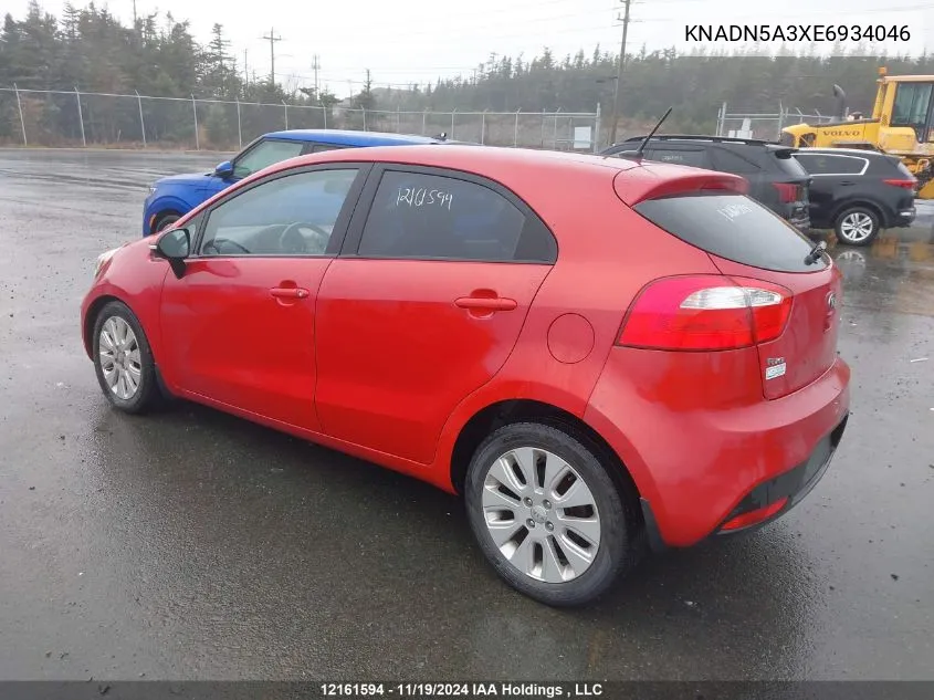 2014 Kia Rio Ex VIN: KNADN5A3XE6934046 Lot: 12161594