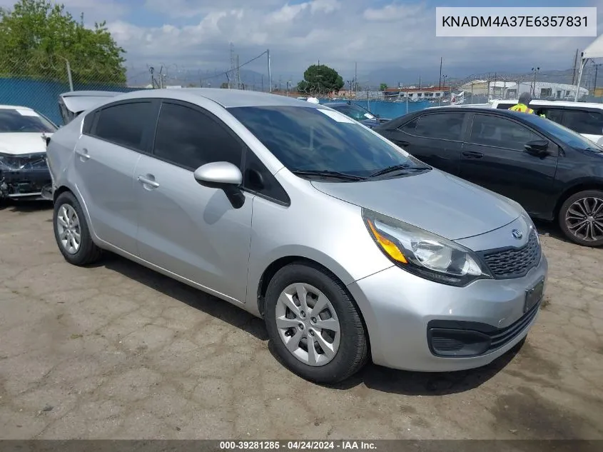 2014 Kia Rio Lx VIN: KNADM4A37E6357831 Lot: 39281285