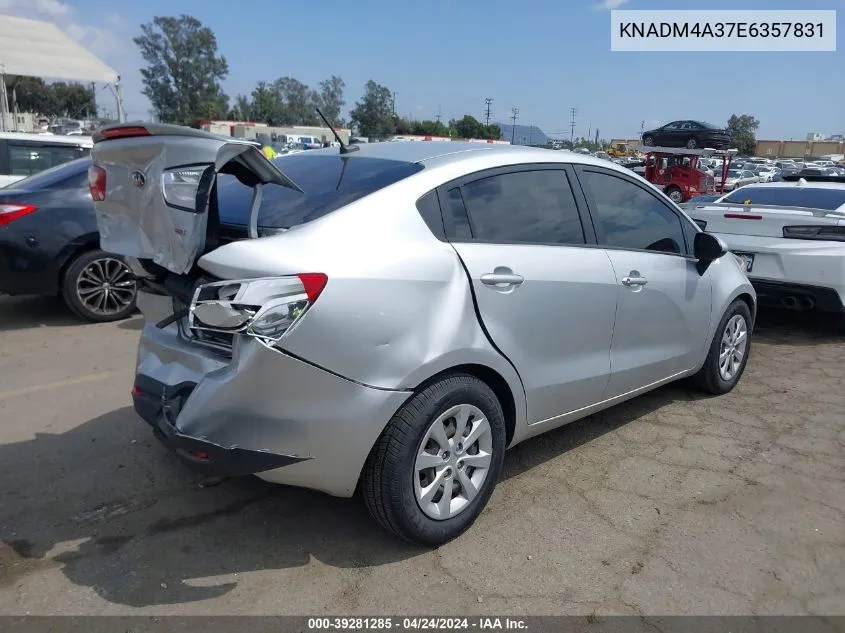 2014 Kia Rio Lx VIN: KNADM4A37E6357831 Lot: 39281285