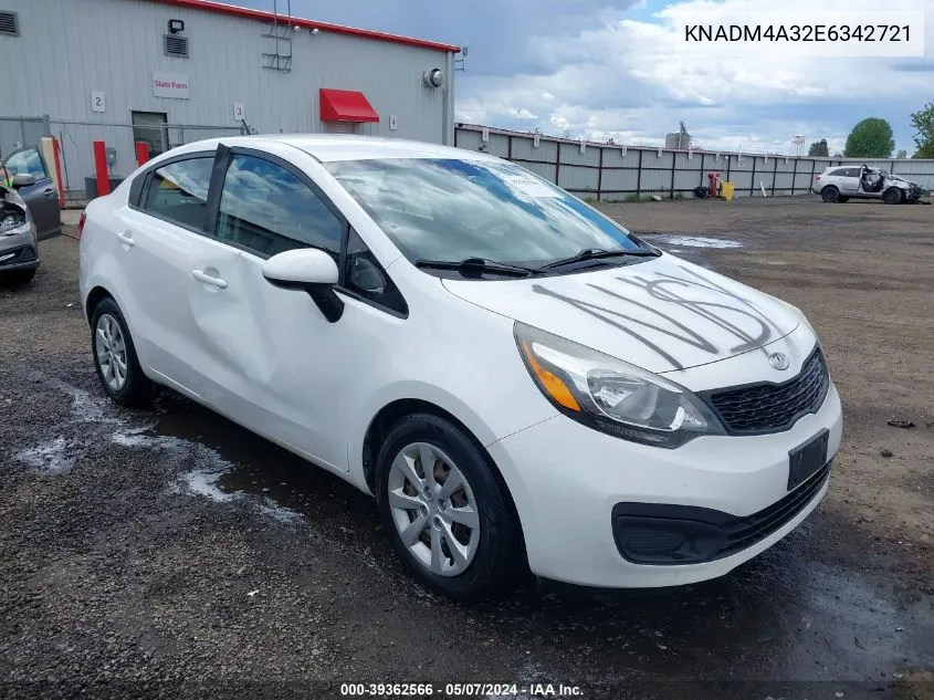 2014 Kia Rio Lx VIN: KNADM4A32E6342721 Lot: 39362566