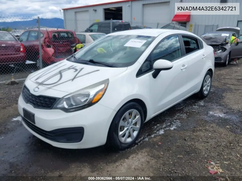 2014 Kia Rio Lx VIN: KNADM4A32E6342721 Lot: 39362566