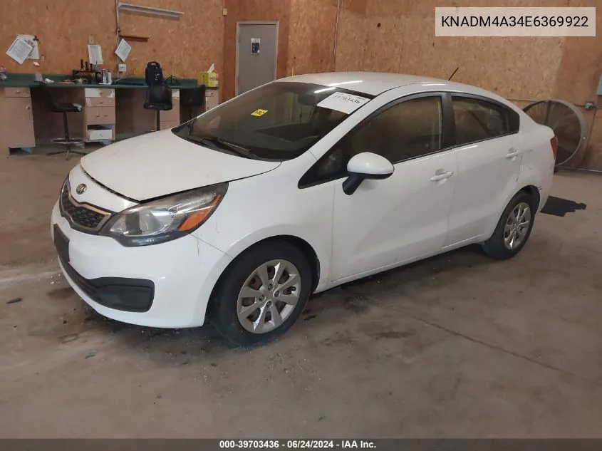 2014 Kia Rio Lx VIN: KNADM4A34E6369922 Lot: 39703436