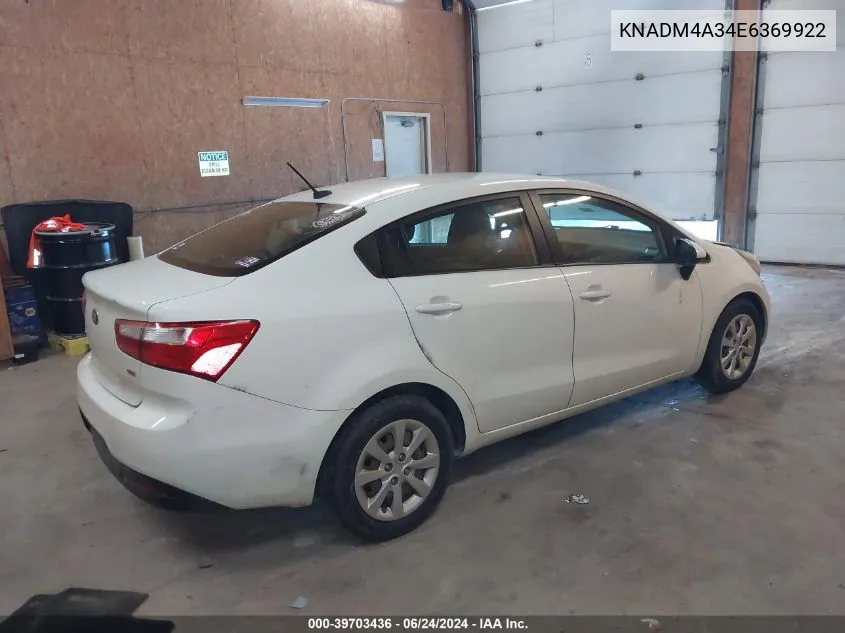 KNADM4A34E6369922 2014 Kia Rio Lx