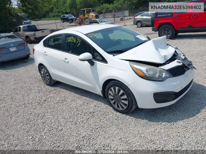 2014 Kia Rio Lx VIN: KNADM4A32E6398402 Lot: 39929673