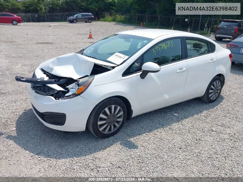 2014 Kia Rio Lx VIN: KNADM4A32E6398402 Lot: 39929673