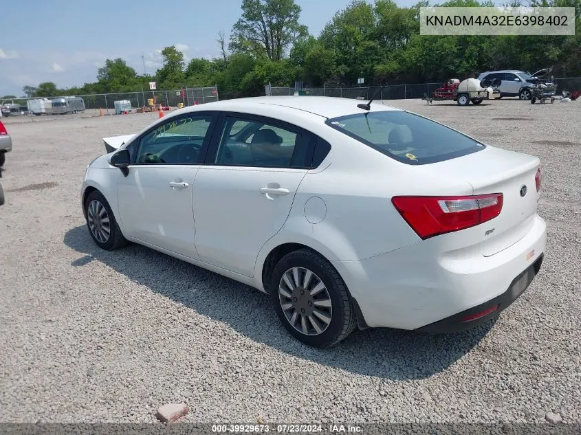 2014 Kia Rio Lx VIN: KNADM4A32E6398402 Lot: 39929673