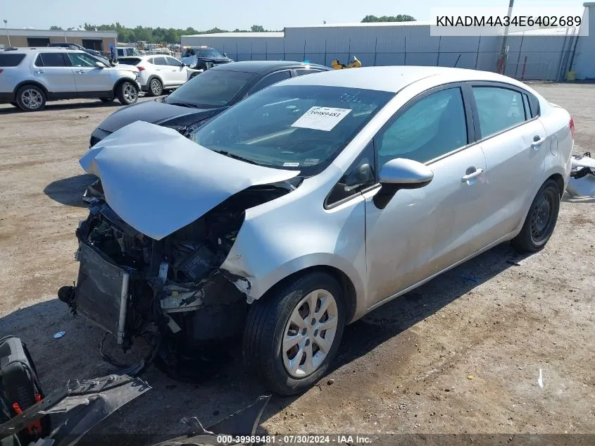 2014 Kia Rio Lx VIN: KNADM4A34E6402689 Lot: 39989481