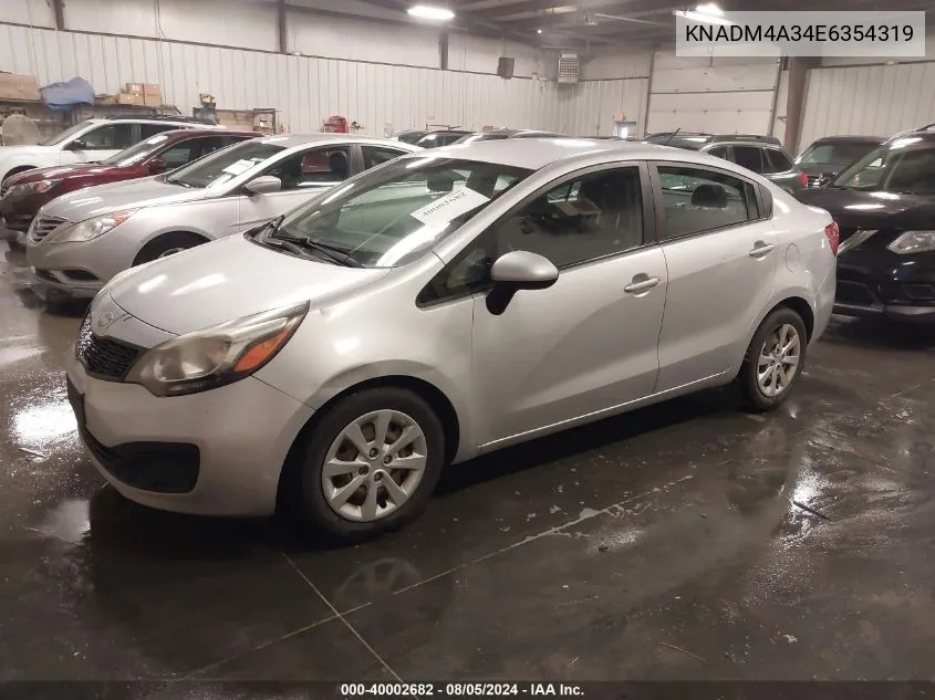 2014 Kia Rio Lx VIN: KNADM4A34E6354319 Lot: 40002682