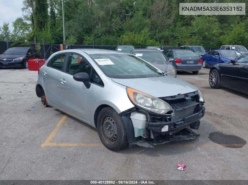 2014 Kia Rio Lx VIN: KNADM5A33E6353152 Lot: 40129992