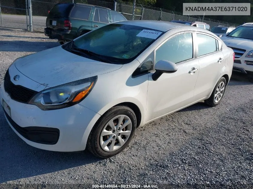 2014 Kia Rio Lx VIN: KNADM4A37E6371020 Lot: 40149054