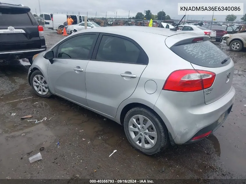 2014 Kia Rio Lx VIN: KNADM5A36E6340086 Lot: 40355793